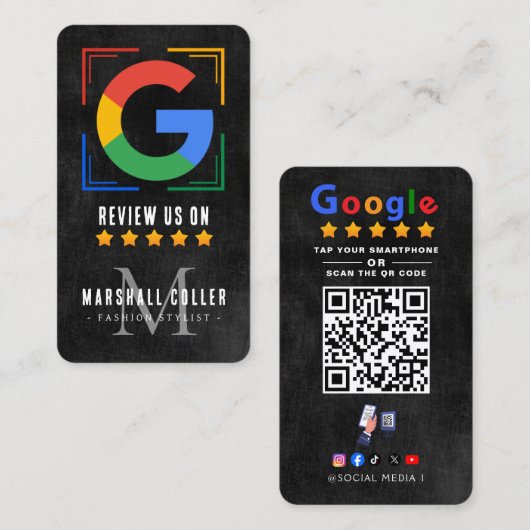Tap to Review Google Review QR Code Google Ratings Visitekaartje (Voorkant / Achterkant)
