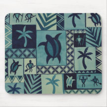 Tapa Blues Hawaiian Petroglyph Warrior Muismat