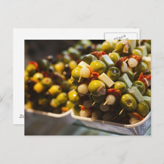 Tapas met gevulde olijven briefkaart (Voorkant / Achterkant)