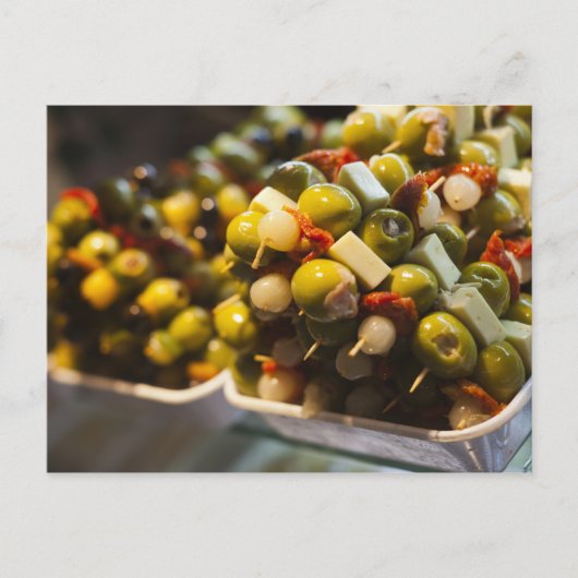 Tapas met gevulde olijven briefkaart (Voorkant)