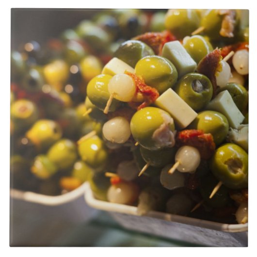 Tapas met gevulde olijven tegeltje (Voorkant)