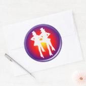 Tapdansers op een veelkleurige achtergrond ronde sticker (Envelop)