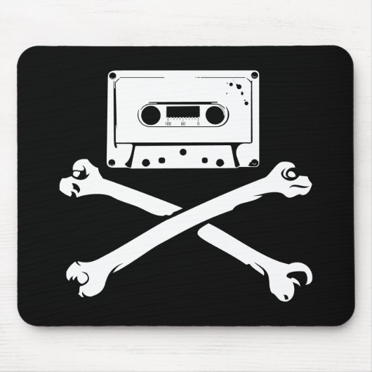 Tape & Crossbones Music Pirate Piracy Home Taping Muismat (Voorkant)