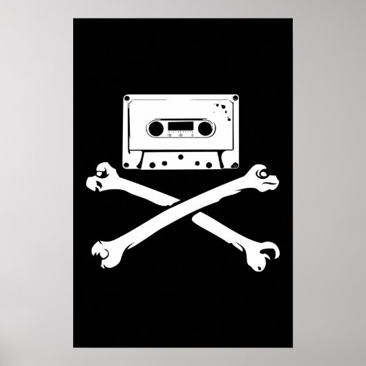 Tape & Crossbones Music Pirate Piracy Home Taping Poster (Voorkant)