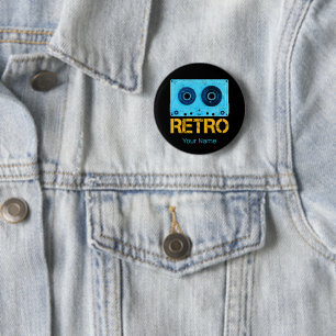 Tape Retro Zoek voor Cassette 80s Party Ronde Button 5,7 Cm