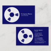 Tape Spool - Wit op Deep Navy Visitekaartje (Voorkant / Achterkant)