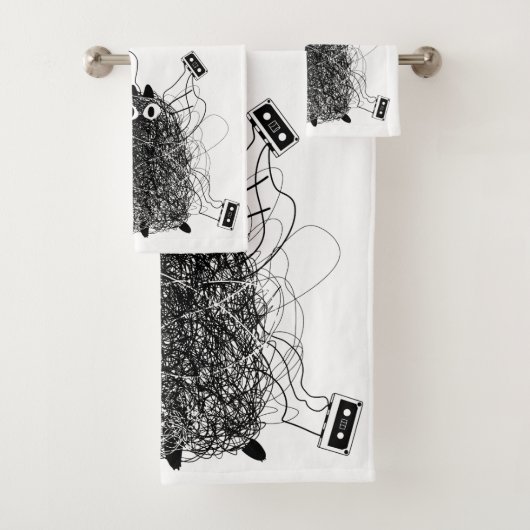 Tape-Tangled zwarte kat Bad Handdoek (Insitu)