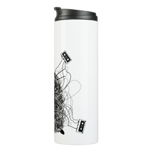 Tape-Tangled zwarte kat Thermosbeker (Geroteerd rechts)