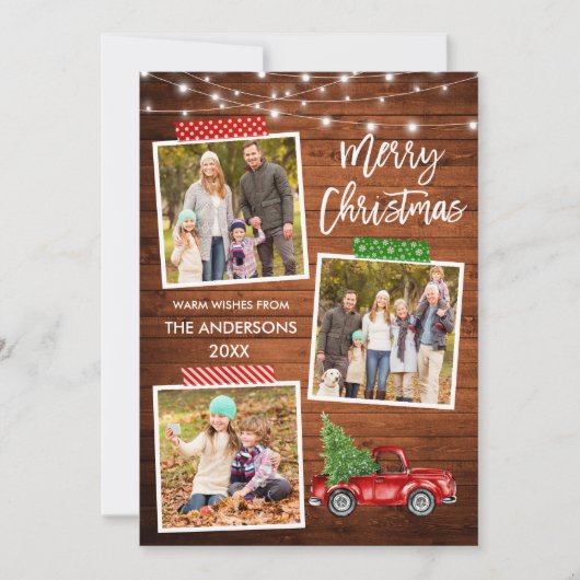 Tape Truck Wood Lights penseel Script-penseel Feestdagenkaart (Voorkant)