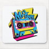 Tape-vibes mengen | Retro 80s Neon Cassette Muismat (Voorkant)