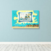 Tape Worm Granny | Absurde Visuele Humor 18x12 Canvas Afdruk (Insitu (Houten vloer))
