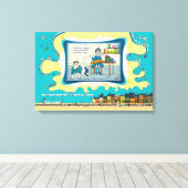Tape Worm Granny | Absurde Visuele Humor 24x16 Canvas Afdruk (Insitu (Houten vloer))