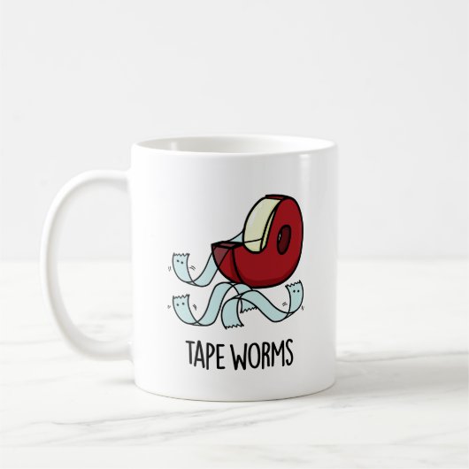 Tape Worms Funny Sticky Tape Puns Koffiemok (Links)