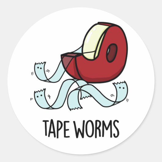 Tape Worms Funny Sticky Tape Puns Ronde Sticker (Voorkant)