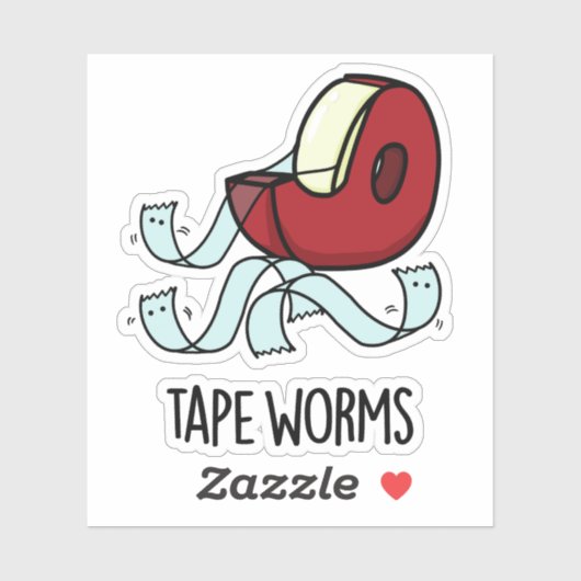 Tape Worms Funny Sticky Tape Puns Sticker (Vel)