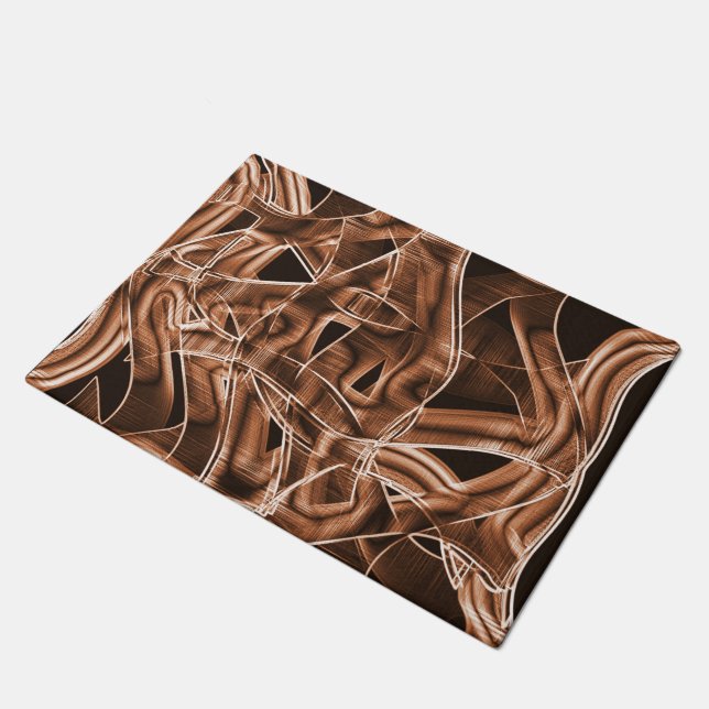 Tapecurves, bruine snede met reliëf en overlapping deurmat (Schuin)