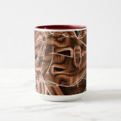 Tapecurves, bruine snede met reliëf en overlapping mok (Midden)