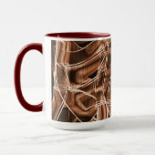 Tapecurves, bruine snede met reliëf en overlapping mok (Links)