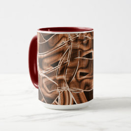 Tapecurves, bruine snede met reliëf en overlapping mok