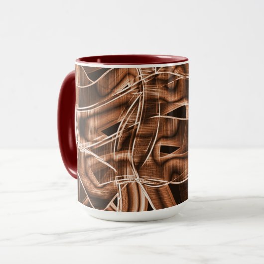 Tapecurves, bruine snede met reliëf en overlapping mok (Voorkant links)