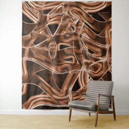 Tapecurves, bruine snede met reliëf en overlapping wandkleed