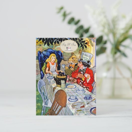 Tapepartijtje van Mad Hatter, Baby shower bekijken Kaart (Staand voorkant)