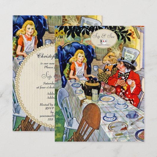 Tapepartijtje van Mad Hatter, Baby shower bekijken Kaart (Voorkant / Achterkant)