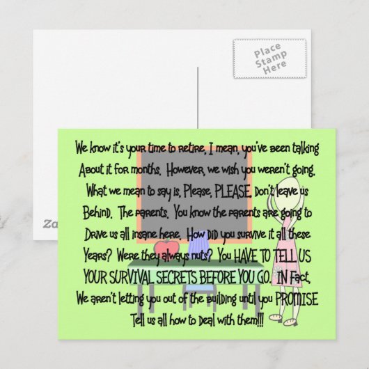 Taperaar Retirement "Insane Ouders" Artikelgeschen Briefkaart (Voorkant / Achterkant)