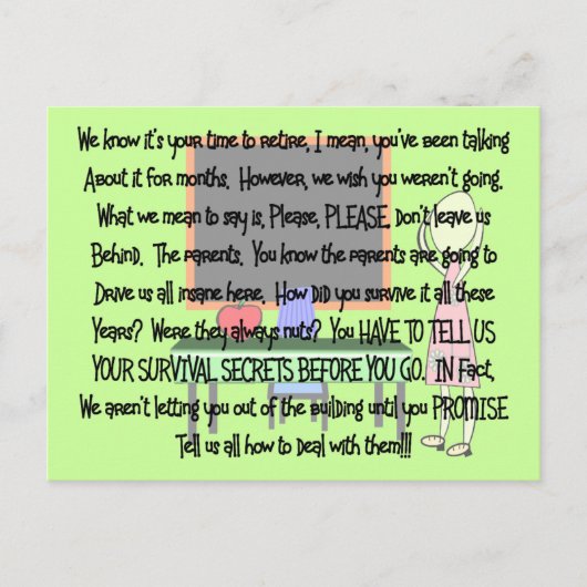 Taperaar Retirement "Insane Ouders" Artikelgeschen Briefkaart (Voorkant)