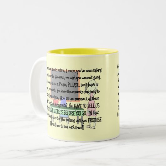 Taperaar Retirement "Insane Ouders" Artikelgeschen Tweekleurige Koffiemok (Voorkant links)