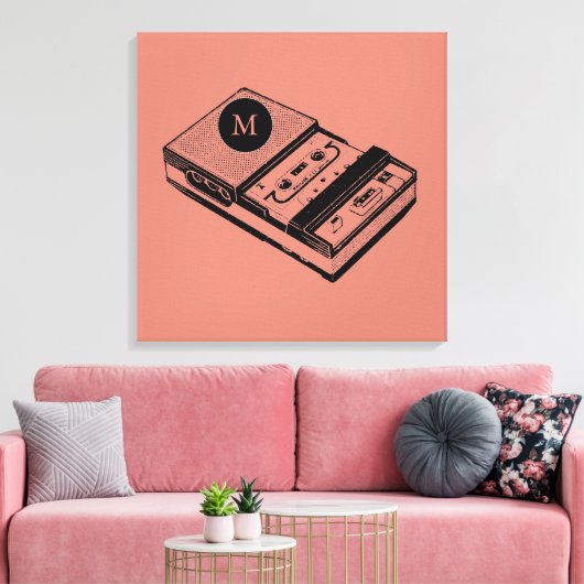  taperecorder Monogram Canvas afdrukken (Insitu (Woonkamer))
