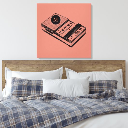  taperecorder Monogram Canvas afdrukken (Insitu (Slaapkamer))