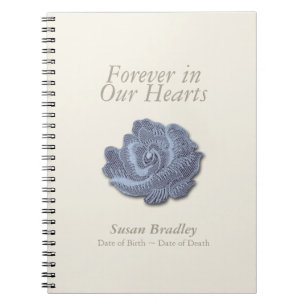 Tapestry Blue Roos Memorial Guest Book Notitieboek