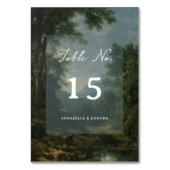 Tapestry Blue Toile Vintage Woodland Table Number Kaart (Achterkant)