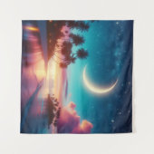 Tapestry Crescent Moon Tropical Beach Art Wandkleed (Voorkant (horizontaal))