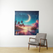 Tapestry Crescent Moon Tropical Beach Art Wandkleed (In situ)