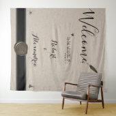 Tapestry 'Feather Pen & Inkwell Welcome Wedding' Wandkleed (In Situ (horizontaal))