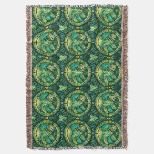 Tapestry featuring a pattern of green tropical  deken (Voorkant Verticaal)