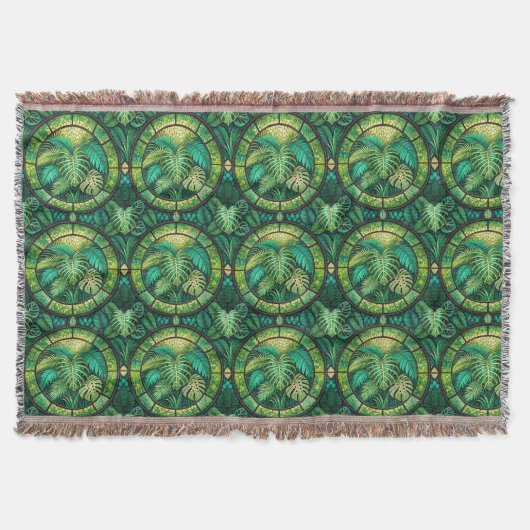 Tapestry featuring a pattern of green tropical  deken (Voorkant)