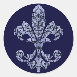 Tapestry Fleur de lis 1 Ronde Sticker