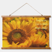 Tapestry Geel Zonnebloemen Gezegde Hout Topped Hangend Wandkleed (Voorkant)