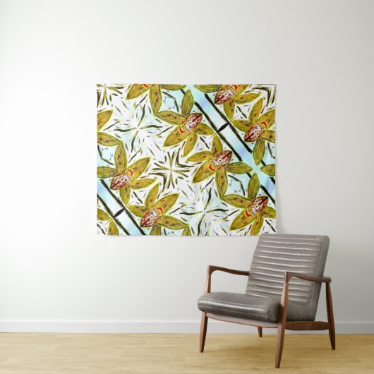 Tapestry Groene Cymbidium Orchidee Wandkleed (In Situ (horizontaal))