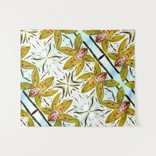 Tapestry Groene Cymbidium Orchidee Wandkleed (Voorkant (horizontaal))