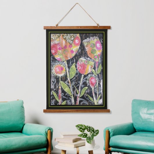 Tapestry - Mixed Media Flowers Hangend Wandkleed (Woonkamer)