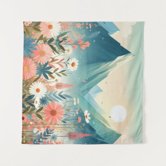 Tapestry Mountain Wildflowers Natuur Art Wandkleed (Voorkant (horizontaal))