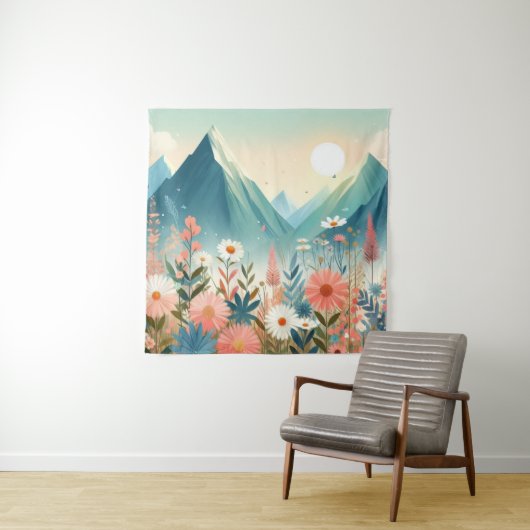 Tapestry Mountain Wildflowers Natuur Art Wandkleed (In situ)