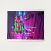 Tapestry Neon Racer – jaren 80 Retro-futuristische Wandkleed (Voorkant (horizontaal))