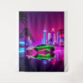 Tapestry Neon Racer – jaren 80 Retro-futuristische Wandkleed (Voorkant)