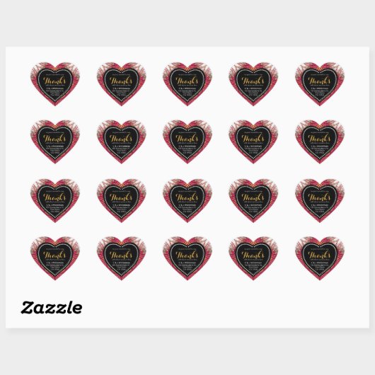 Tapestry Red White Chalkboard Bedankt Heart Sticke Hart Sticker (Vel)