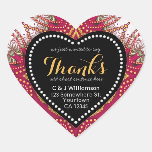 Tapestry Red White Chalkboard Bedankt Heart Sticke Hart Sticker (Voorkant)